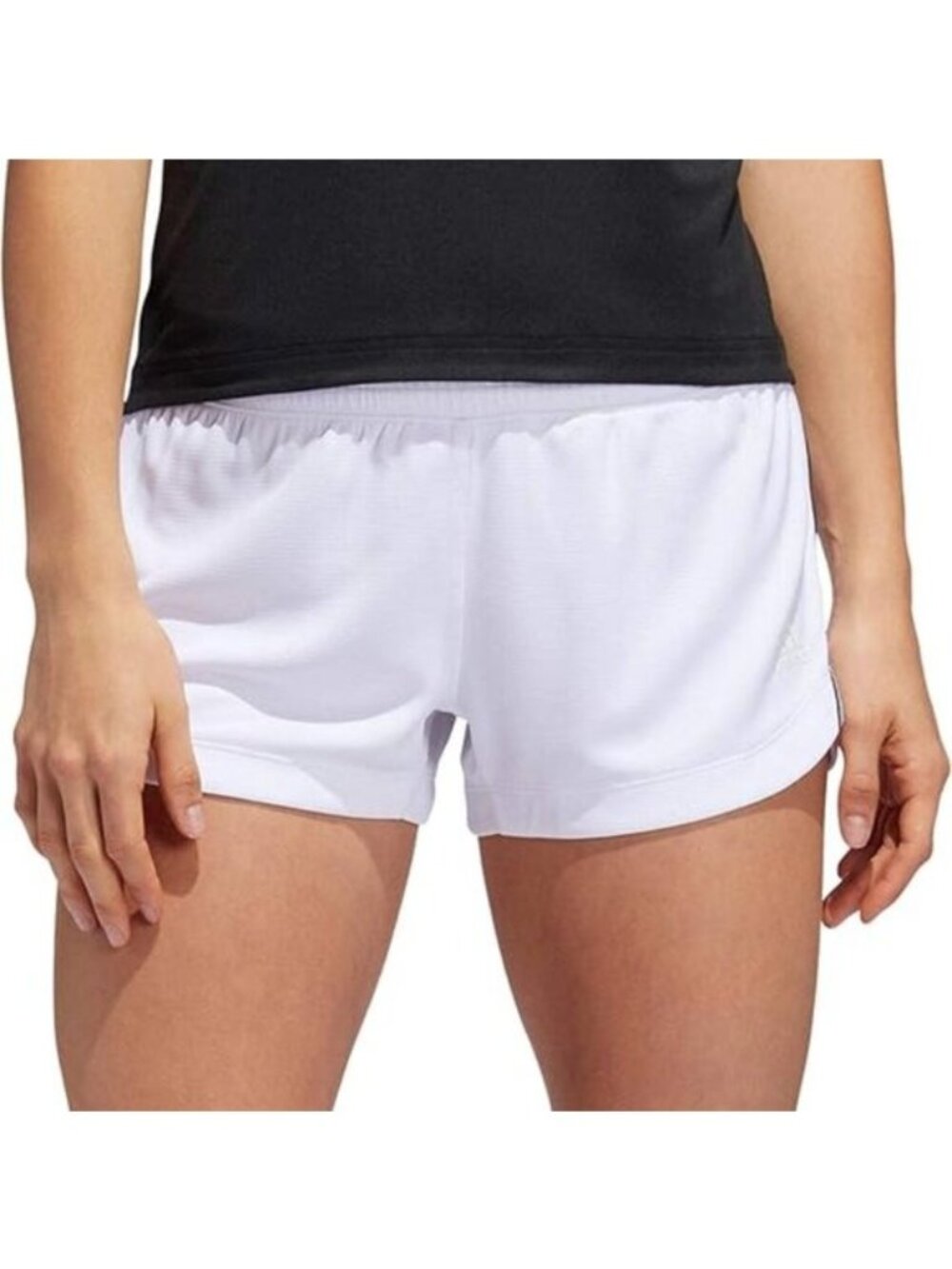 adidas Women's 3-Stripes Knit Shorts (White, Large)